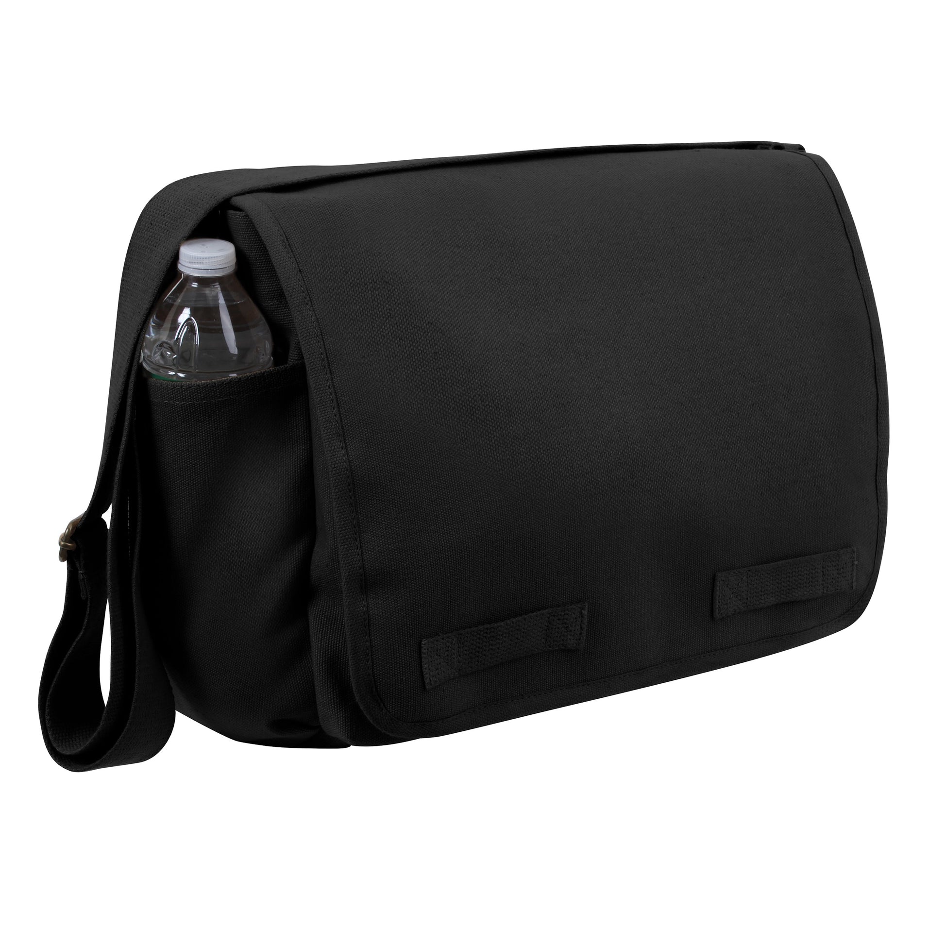 Rothco Classic Canvas Messenger Bag Black - Heavy-Duty Military Style with Adjustable Strap and Multiple Pockets