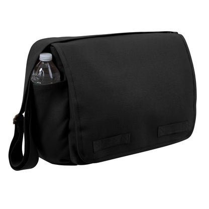 Rothco Classic Canvas Messenger Bag Black - Heavy-Duty Military Style with Adjustable Strap and Multiple Pockets