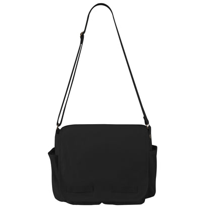 Rothco Classic Canvas Messenger Bag Black - Heavy-Duty Military Style with Adjustable Strap and Multiple Pockets