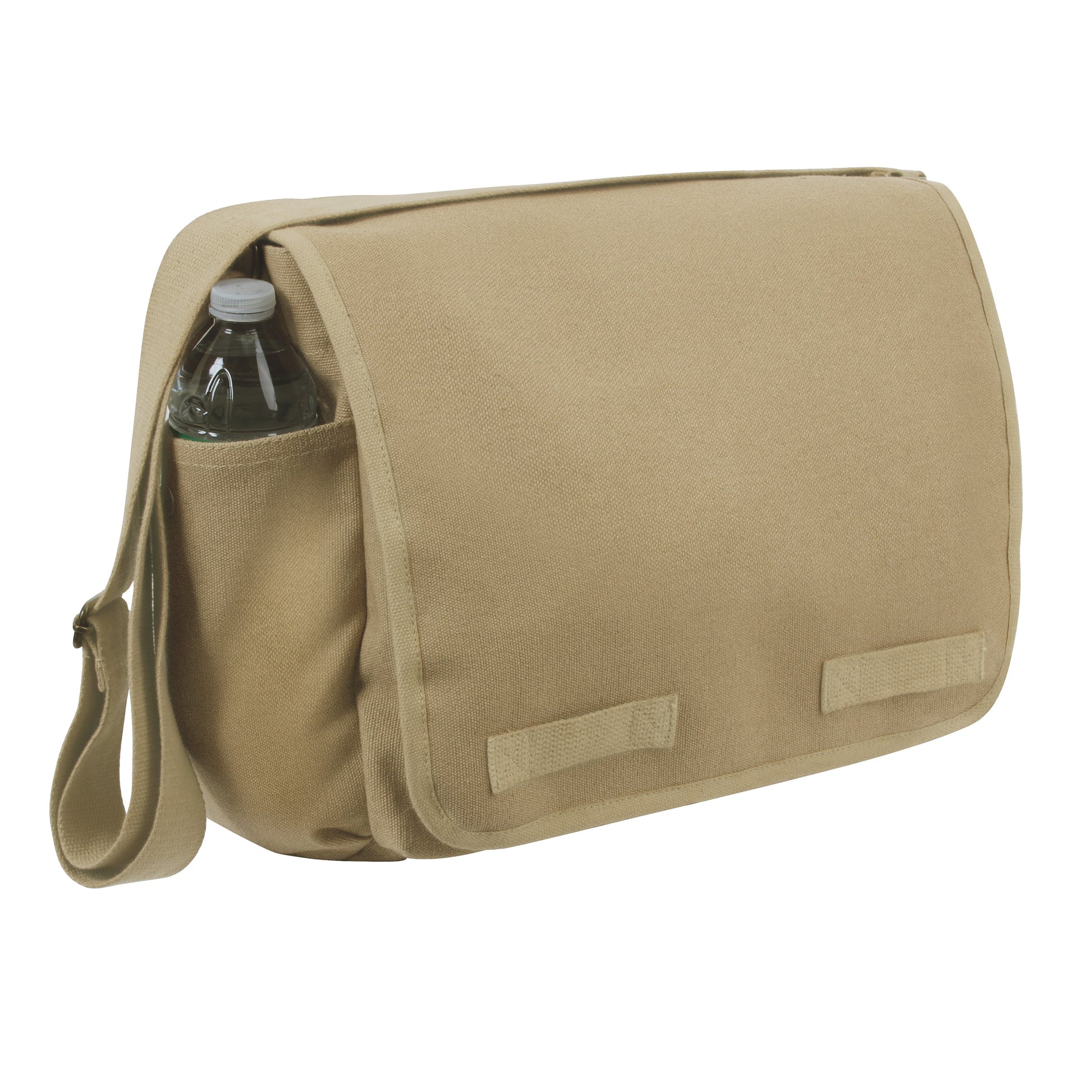 Rothco Classic Canvas Messenger Bag Khaki – Heavy-Duty Military-Style Shoulder Bag with Multiple Pockets and Adjustable Strap