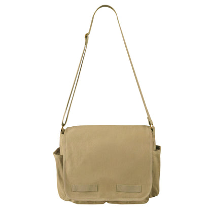 Rothco Classic Canvas Messenger Bag Khaki – Heavy-Duty Military-Style Shoulder Bag with Multiple Pockets and Adjustable Strap