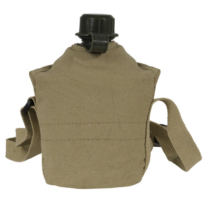 Rothco Vintage Canvas Canteen Cover with Shoulder Strap – Khaki, Part Number 614-KH