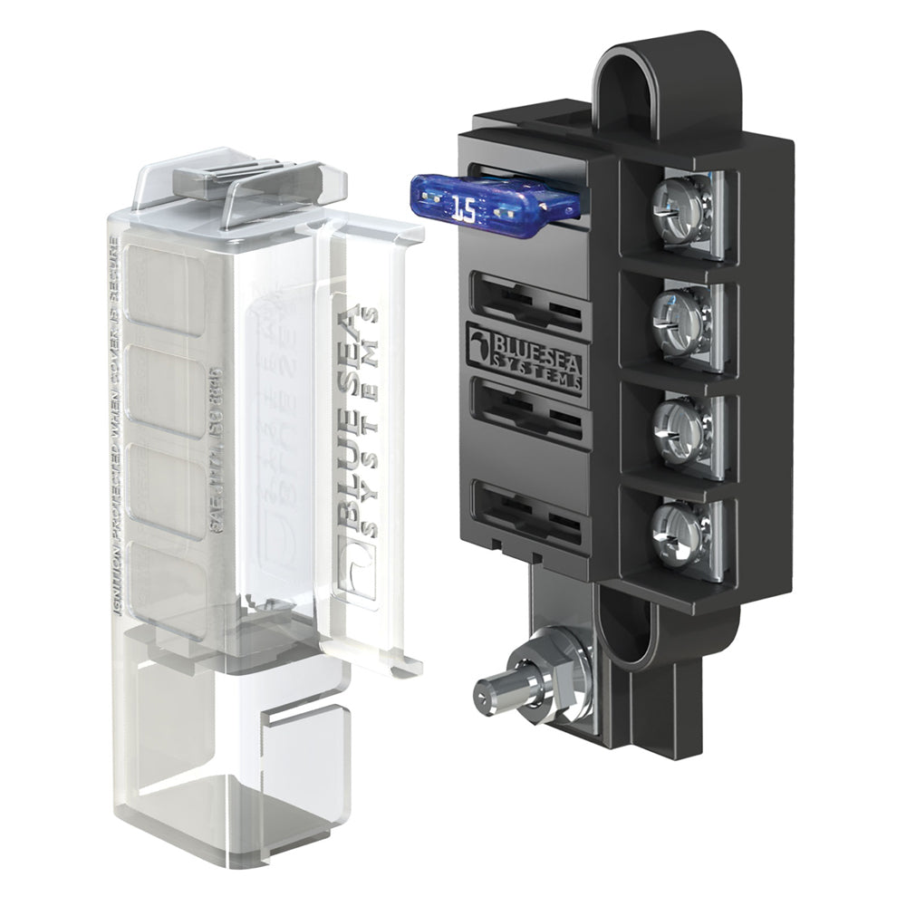 Blue Sea Systems ST Blade Compact Fuse Block - 4 Circuits with Cover