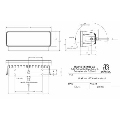 Lumitec Maxillume H60 Trunnion Mount Flood Light with White Dimming and White Housing