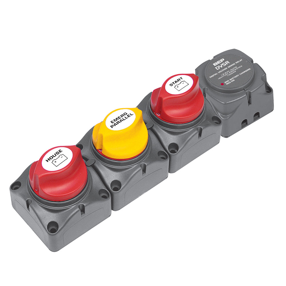 BEP Marine Horizontal Battery Distribution Cluster for Single Engine with Dual Battery Banks, Part No. 716-H-140A-DVSR