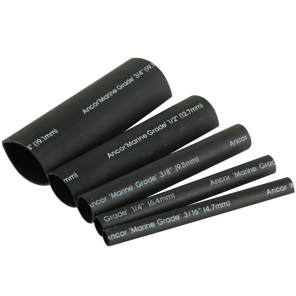 Ancor Adhesive Lined Heat Shrink Tubing Kit - 8 Pack, 3-Inch, 20 to 2/0 AWG, Black