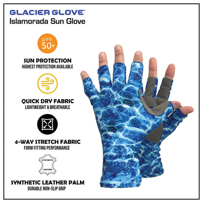 Glacier Glove Islamorada Sun Gloves Blue Camo Small
