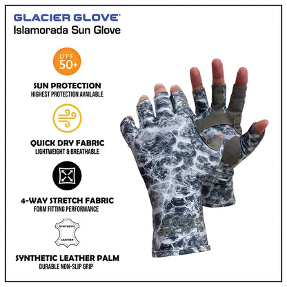 Glacier Glove Islamorada Sun Gloves Gray Camo Large