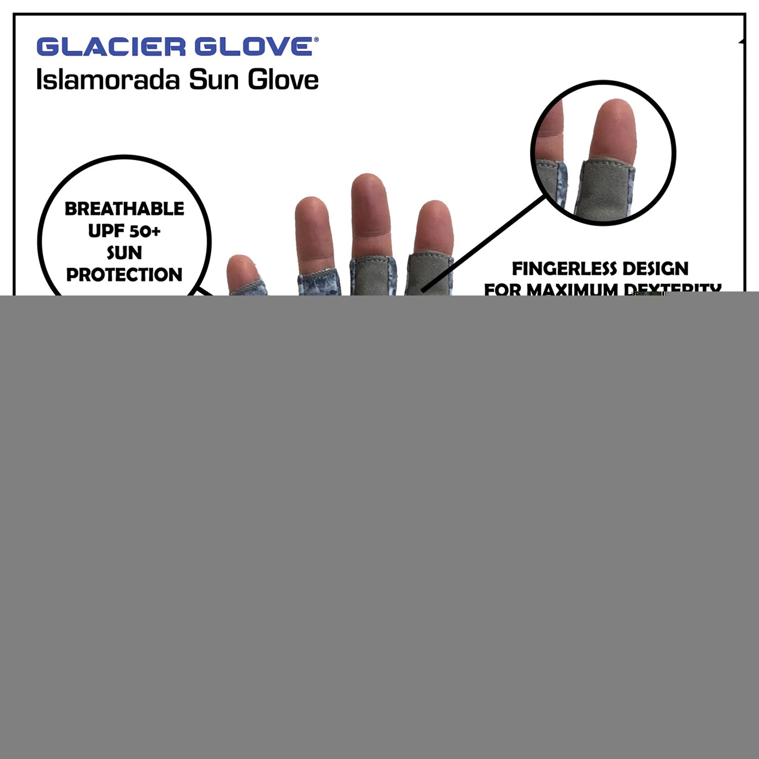 Glacier Glove Islamorada Sun Gloves Gray Camo Large