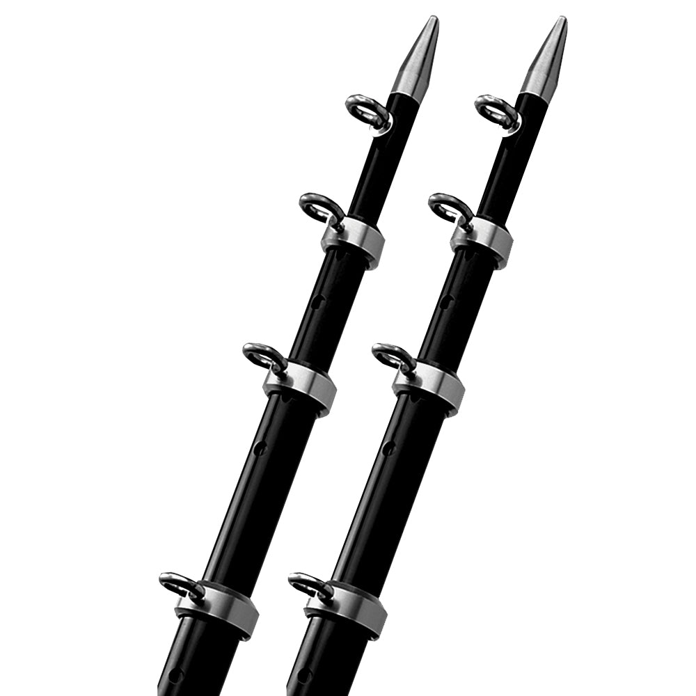TACO Marine 15' Black and Silver Outrigger Poles – 1-1/8" Diameter for Blue Water Fishing