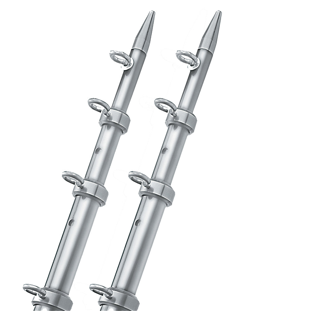 TACO Marine 15' Silver/Silver Outrigger Poles with 1-1/8 inch Diameter