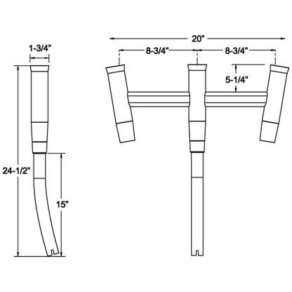 TACO Marine F31-0770BSA-1 Kite Fishing 3-Rod Cluster for Boat Gunnel Mounts