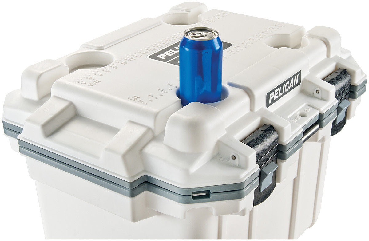 Pelican 30 Qt Elite Cooler White and Gray - Heavy-Duty Insulated Cooler for Outdoor Adventures