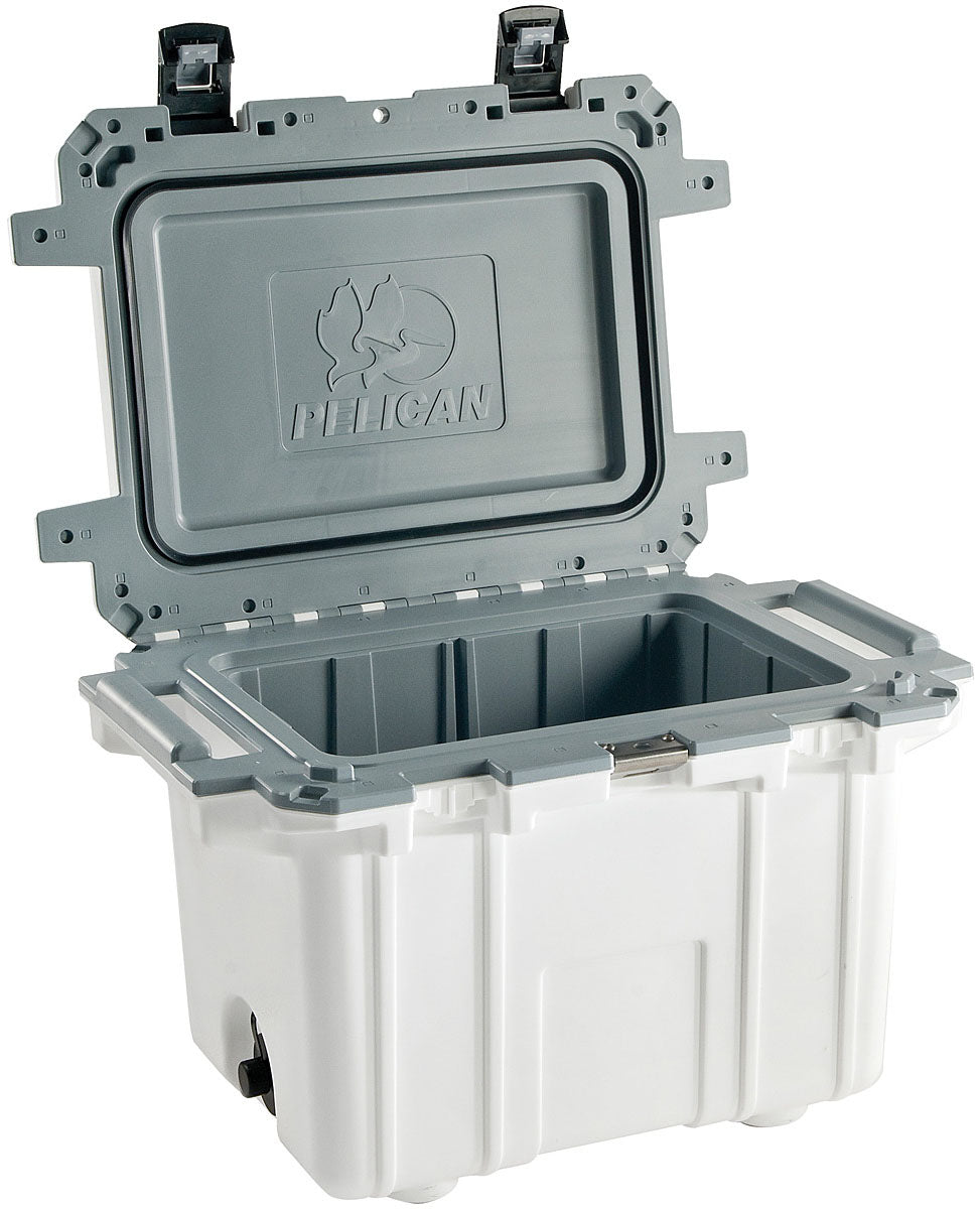 Pelican 50 Qt Elite Cooler White and Gray - Durable and Insulated for Extended Use