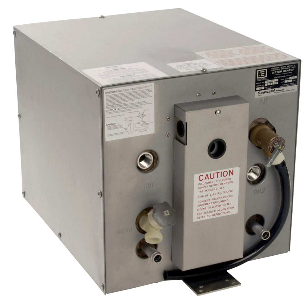 Whale Marine Seaward 6 Gallon Hot Water Heater with Front Heat Exchanger, Galvanized Steel, 120V, 1500W