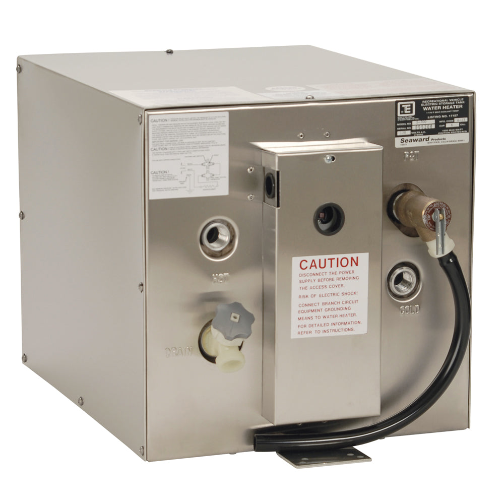 Whale Marine Seaward 6 Gallon Hot Water Heater with Rear Heat Exchanger - Stainless Steel, 120V, 1500W