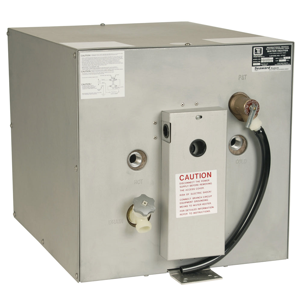 Whale Marine Seaward 11 Gallon Hot Water Heater with Rear Heat Exchanger, Galvanized Steel, 120V, 1500W
