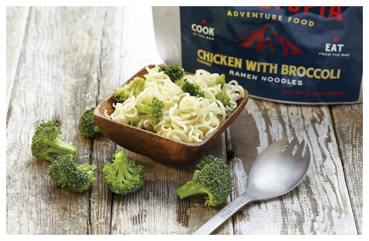 TRAILTOPIA Chicken and Broccoli Ramen - Nutritious Instant Meal for On-the-Go