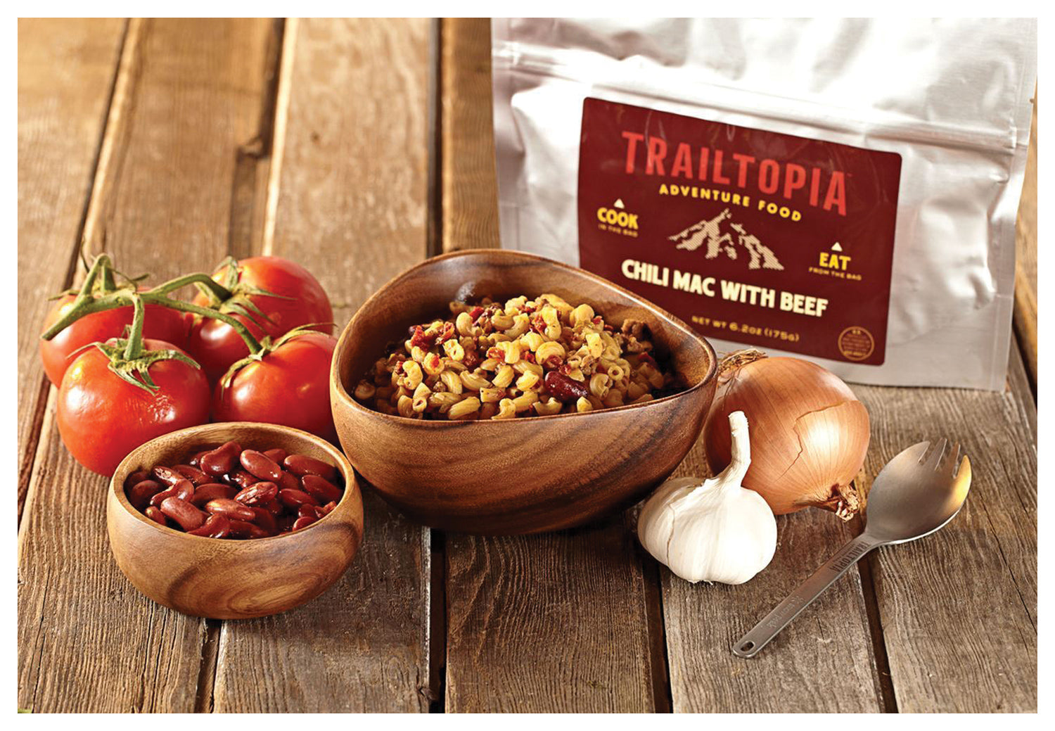 TrailTopia Chili Mac with Beef - Ready-to-Eat Meal for Outdoor Adventures