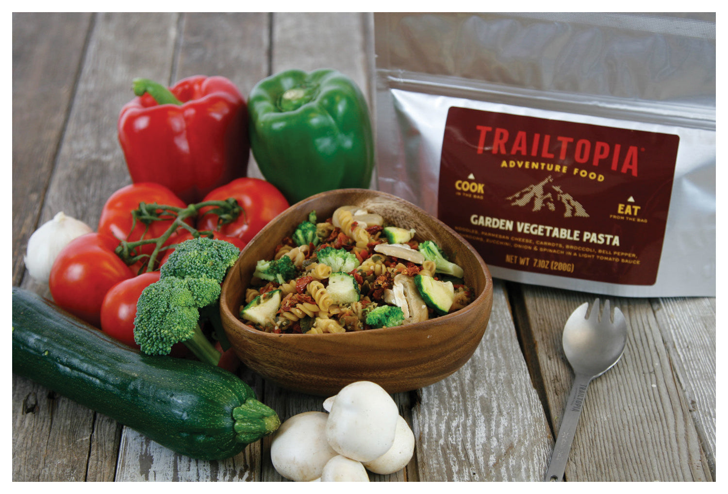 TRAILTOPIA Garden Vegetable Pasta - Nutritious and Convenient Meal