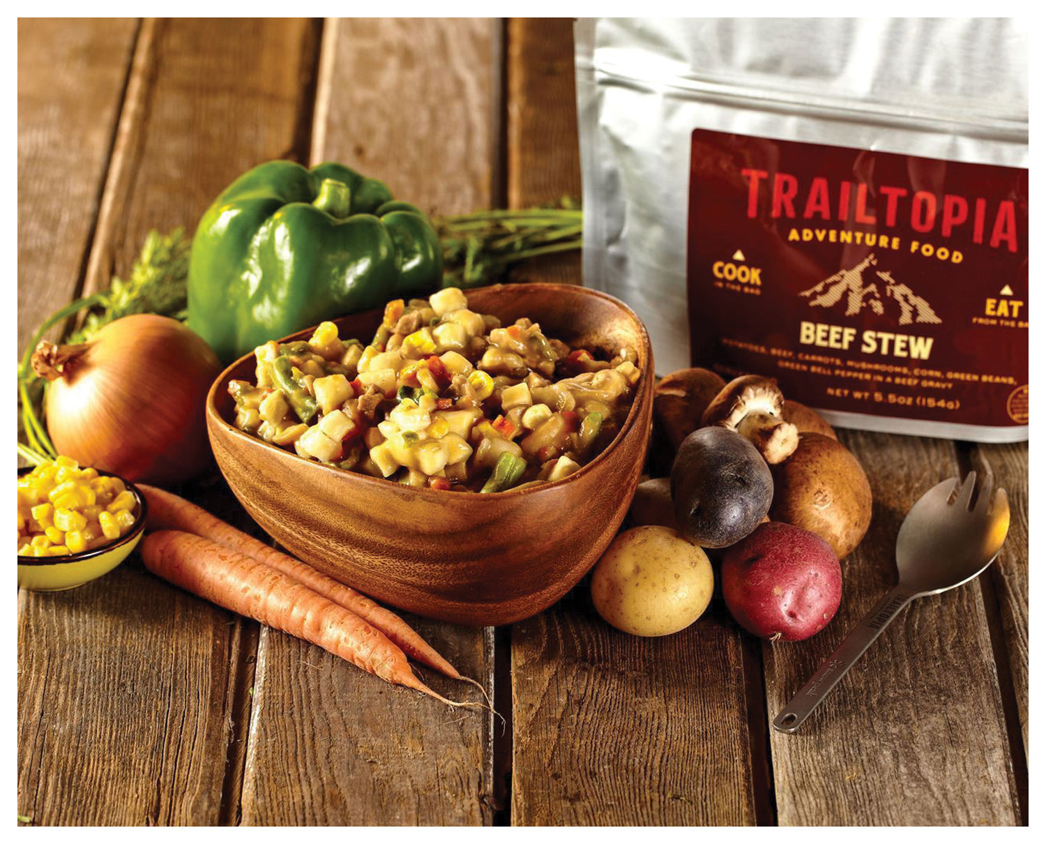 TRAILTOPIA Beef Stew Single Serving - Lightweight Meal for Outdoor Adventures