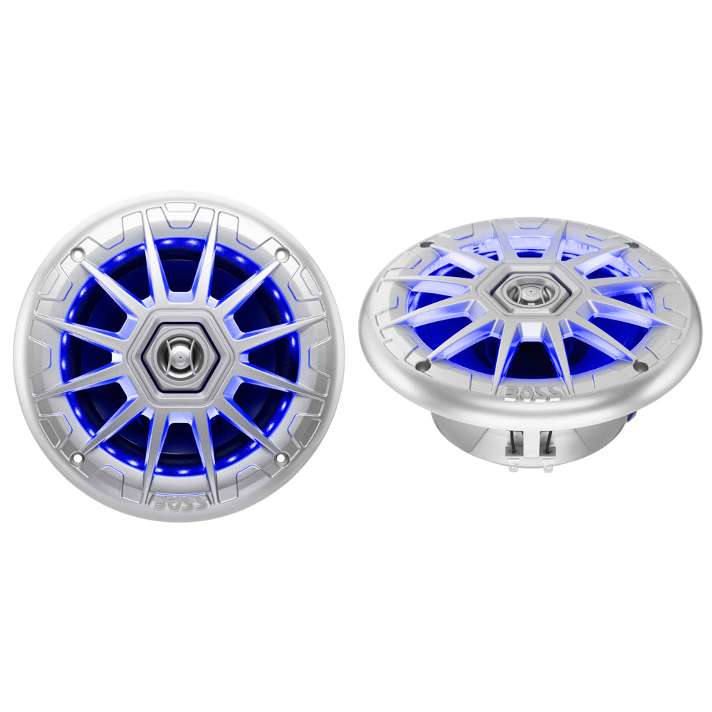 Boss Audio MRGB65S 6.5-Inch Marine Speakers with RGB Lighting - Silver - 200W