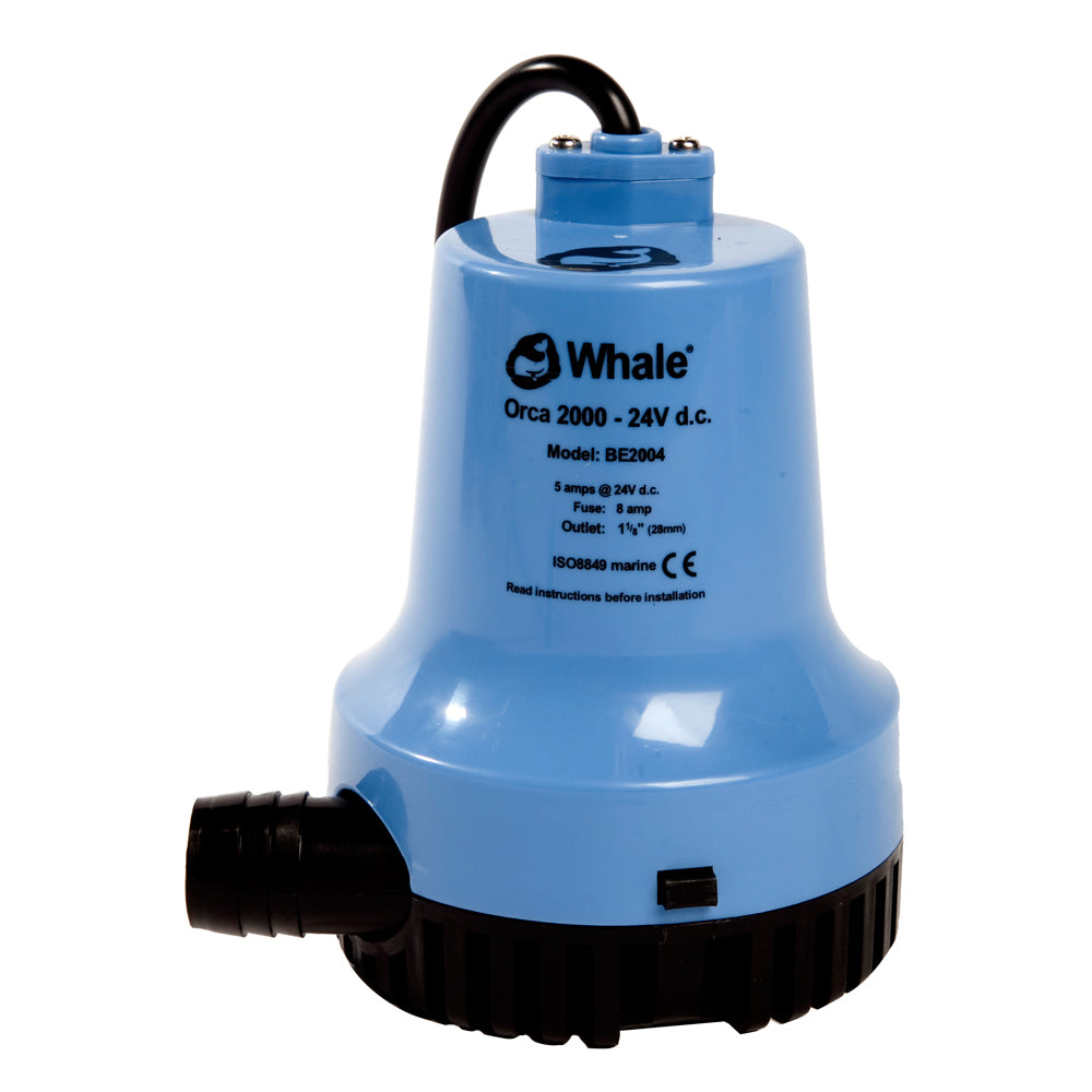 Whale Marine Orca 2000 GPH 12V Submersible Bilge Pump for Marine and Boat Use