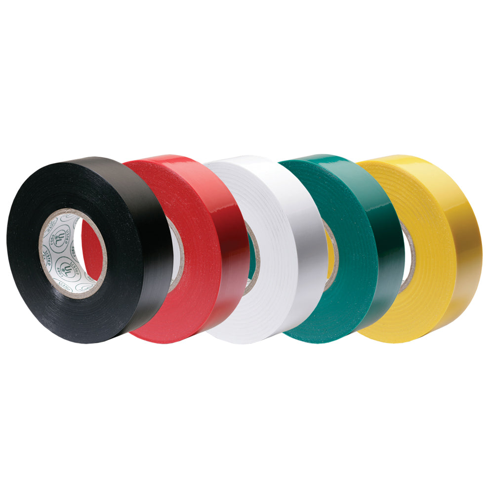 Ancor Premium Assorted Electrical Tape - 1/2 inch x 20 feet in Black, Red, White, Green, and Yellow