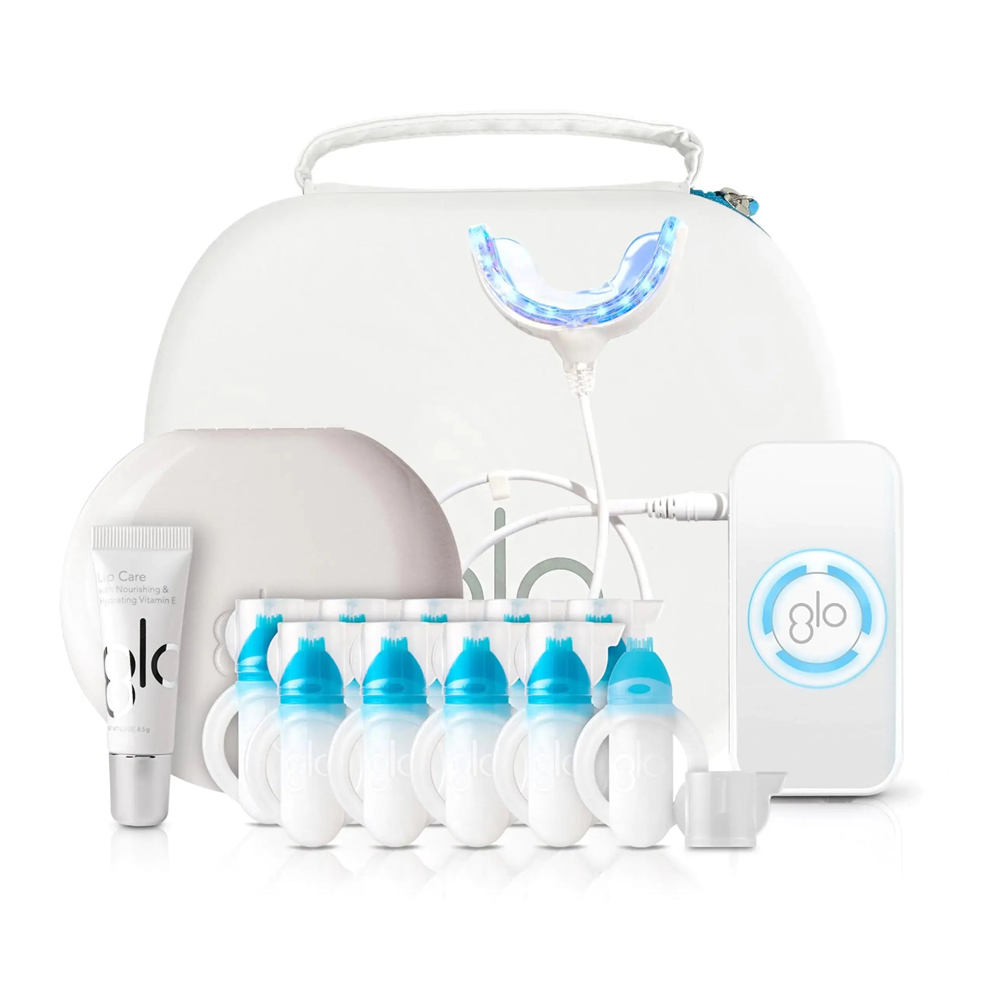 GLO Science — GLO Classic Brilliant Teeth Whitening Device Kit w/Patented Warming Mouthpiece and Blue LED Light Technology — Designed for Sensitive Teeth White Device Atticus Goods