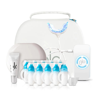 GLO Science — GLO Classic Brilliant Teeth Whitening Device Kit w/Patented Warming Mouthpiece and Blue LED Light Technology — Designed for Sensitive Teeth White Device Atticus Goods