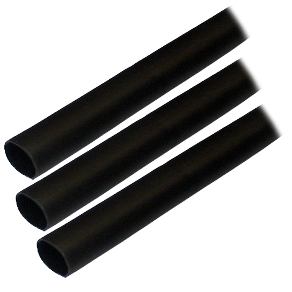 Ancor Adhesive Lined Heat Shrink Tubing 1/2 Inch x 3 Inches - Pack of 3, Black