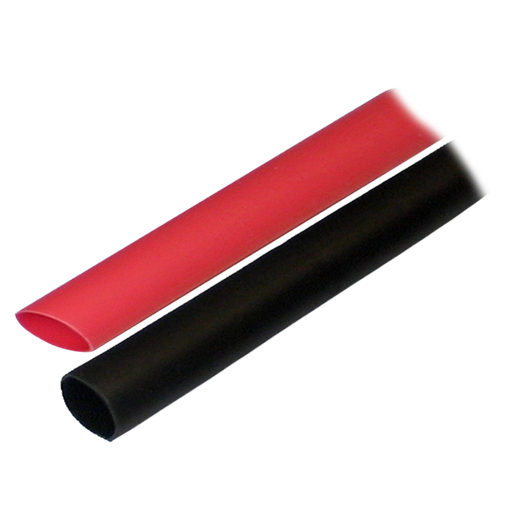 Ancor Adhesive Lined Heat Shrink Tubing 1/2 inch x 3 inches - 2 Pack - Black and Red