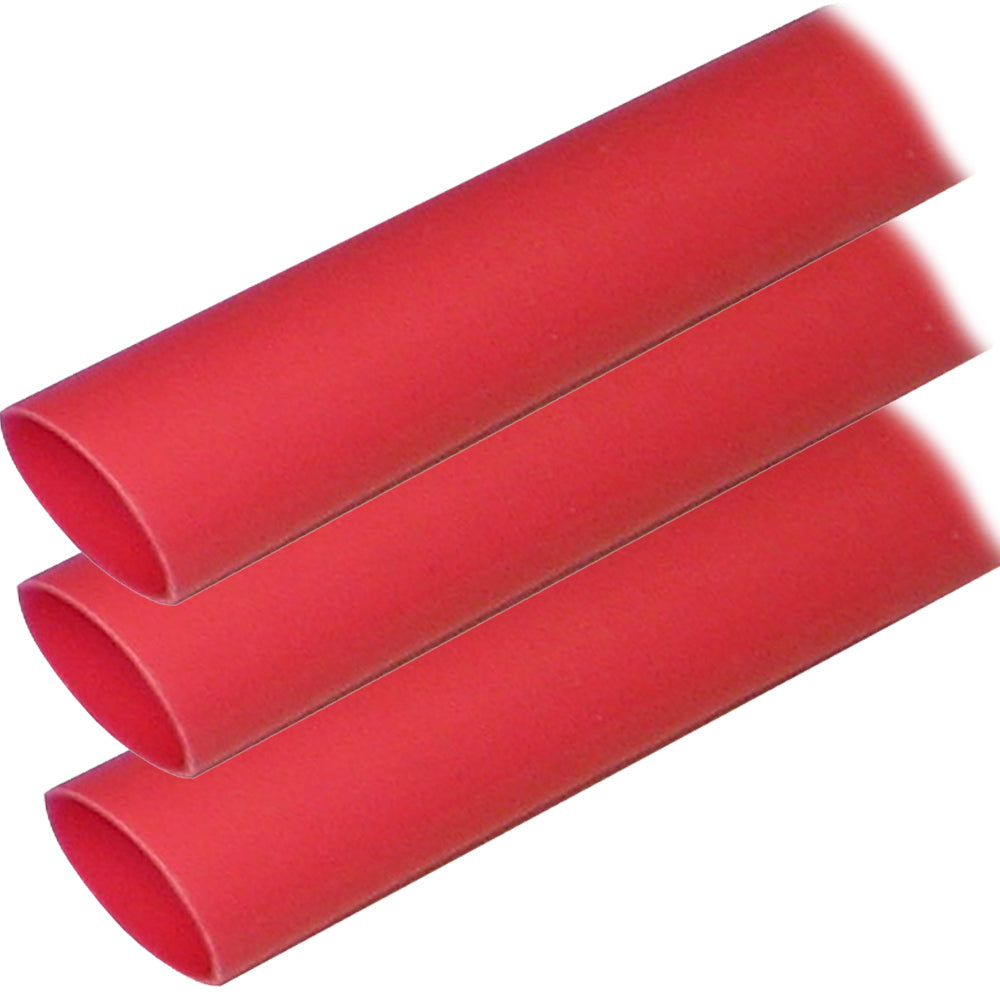 Ancor Adhesive Lined Heat Shrink Tubing 1 Inch x 12 Inches - Red, 3-Pack