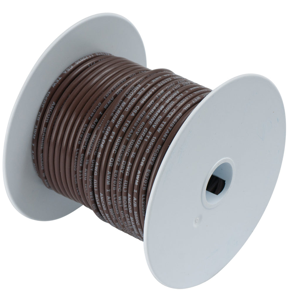 Ancor Brown 16 AWG Tinned Copper Wire - 100 Feet for Marine and Electrical Applications