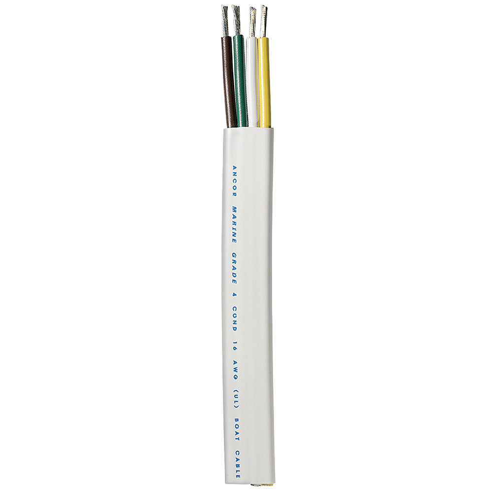 Ancor 16/4 AWG Flat Trailer Cable - 100 Feet, Marine Grade, Multi-Color (Yellow, White, Green, Brown)