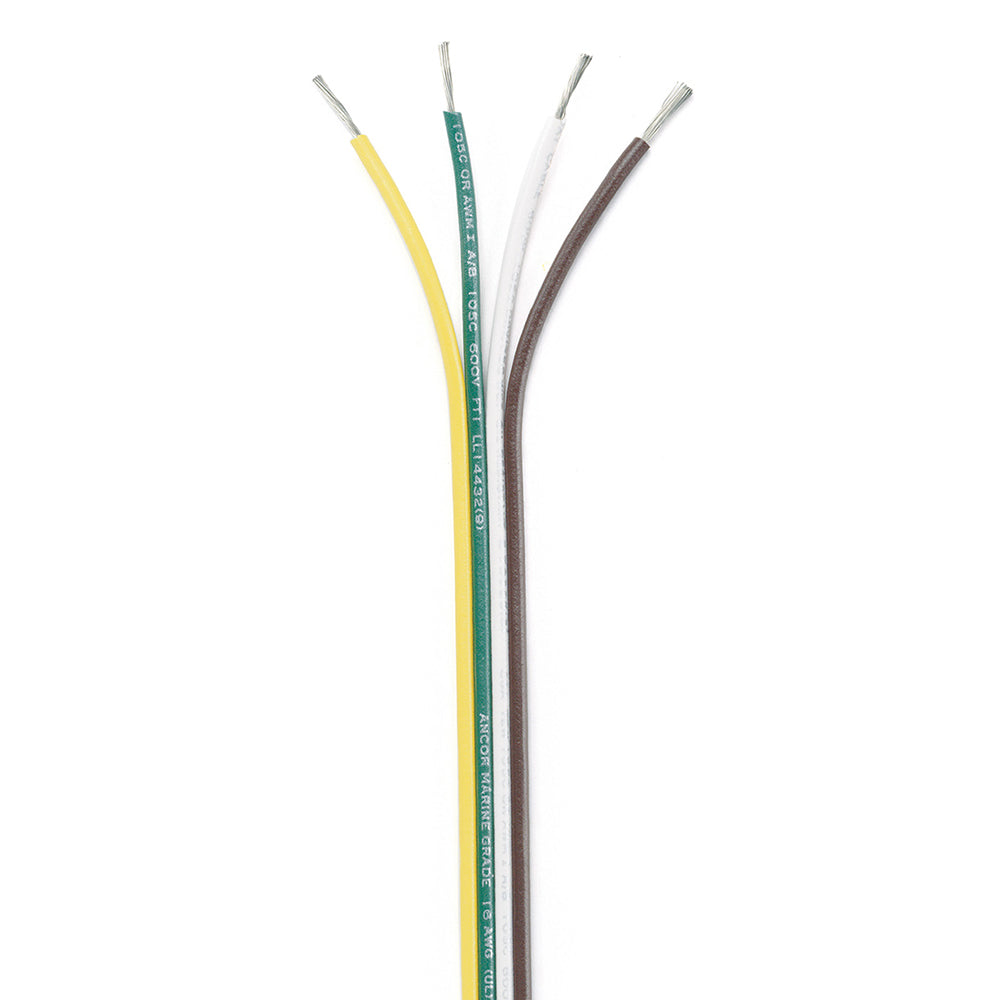 Ancor Ribbon Bonded Cable - 16/4 AWG Flat Wire in Brown/Green/White/Yellow - 100 Feet
