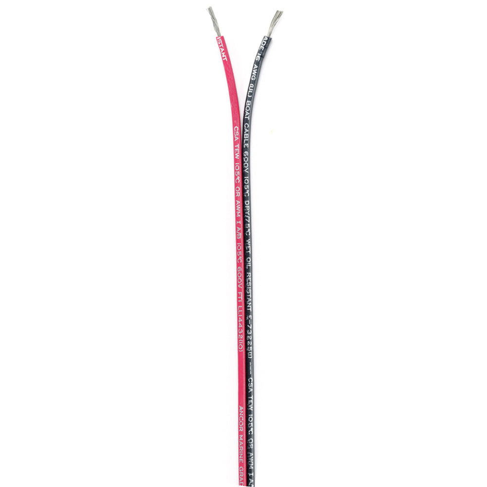 Ancor Ribbon Bonded Cable - 16/2 AWG, Red and Black, Flat, 500 Feet