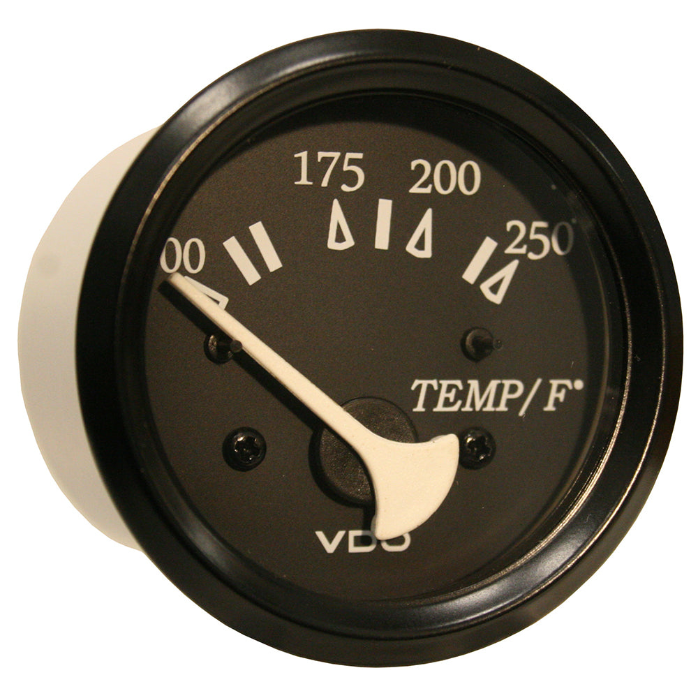 VDO Cockpit Marine 52mm Water Temperature Gauge 250°F - Black Dial and Bezel