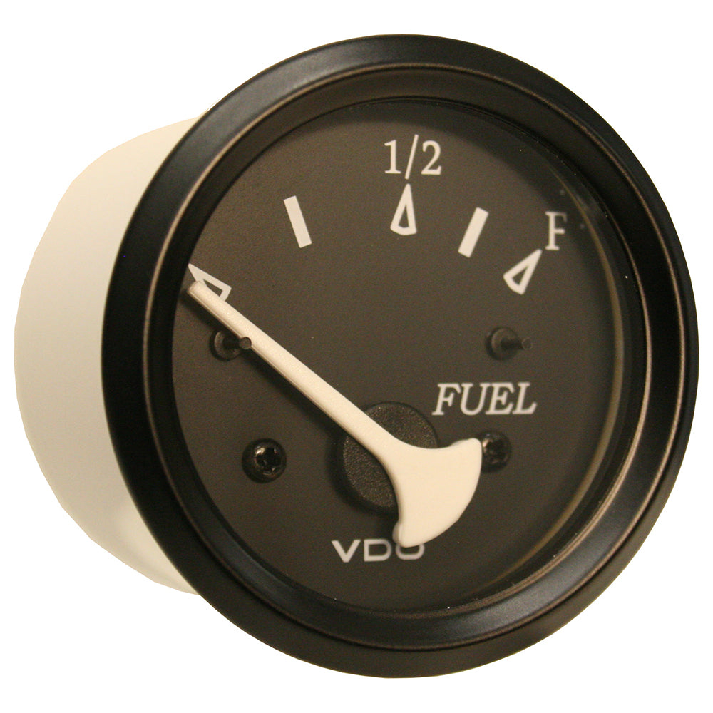 VDO Cockpit Marine 52mm Fuel Level Gauge with Black Dial and Bezel, Part Number 301-11802