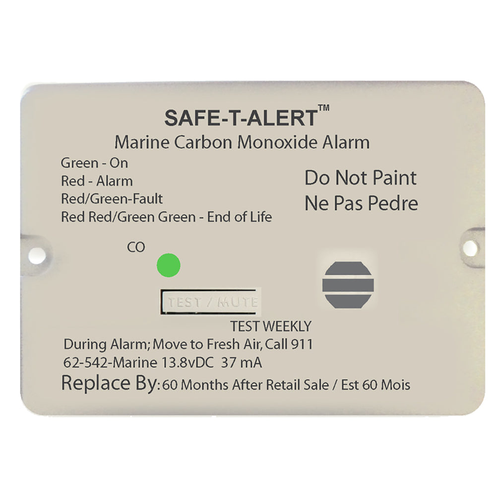 Safe-T-Alert 62 Series Carbon Monoxide Alarm with Relay - 12V Flush Mount Marine CO Detector (Part No. 62-542-MARINE-RLY-NC)