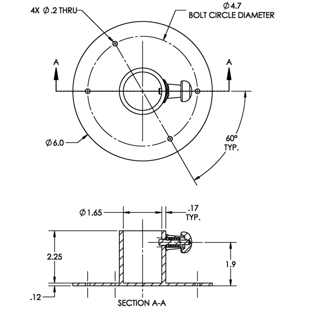 TACO Marine Stainless Steel Table Base with Locking Pin - Part F16-0006L