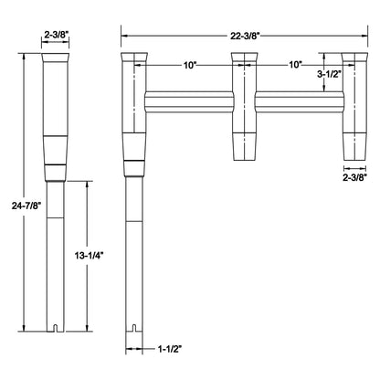 TACO Marine Deluxe Trident Rod Holder Cluster Offset - Heavy Duty Aluminum Fishing Rod Holders