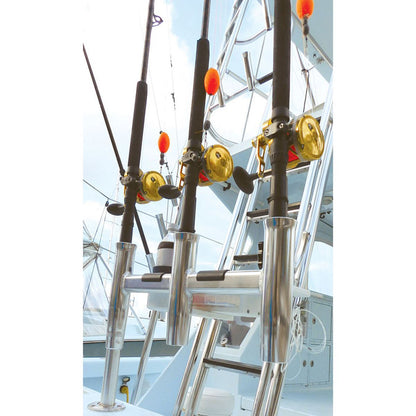 TACO Marine Deluxe Trident Rod Holder Cluster Offset - Heavy Duty Aluminum Fishing Rod Holders