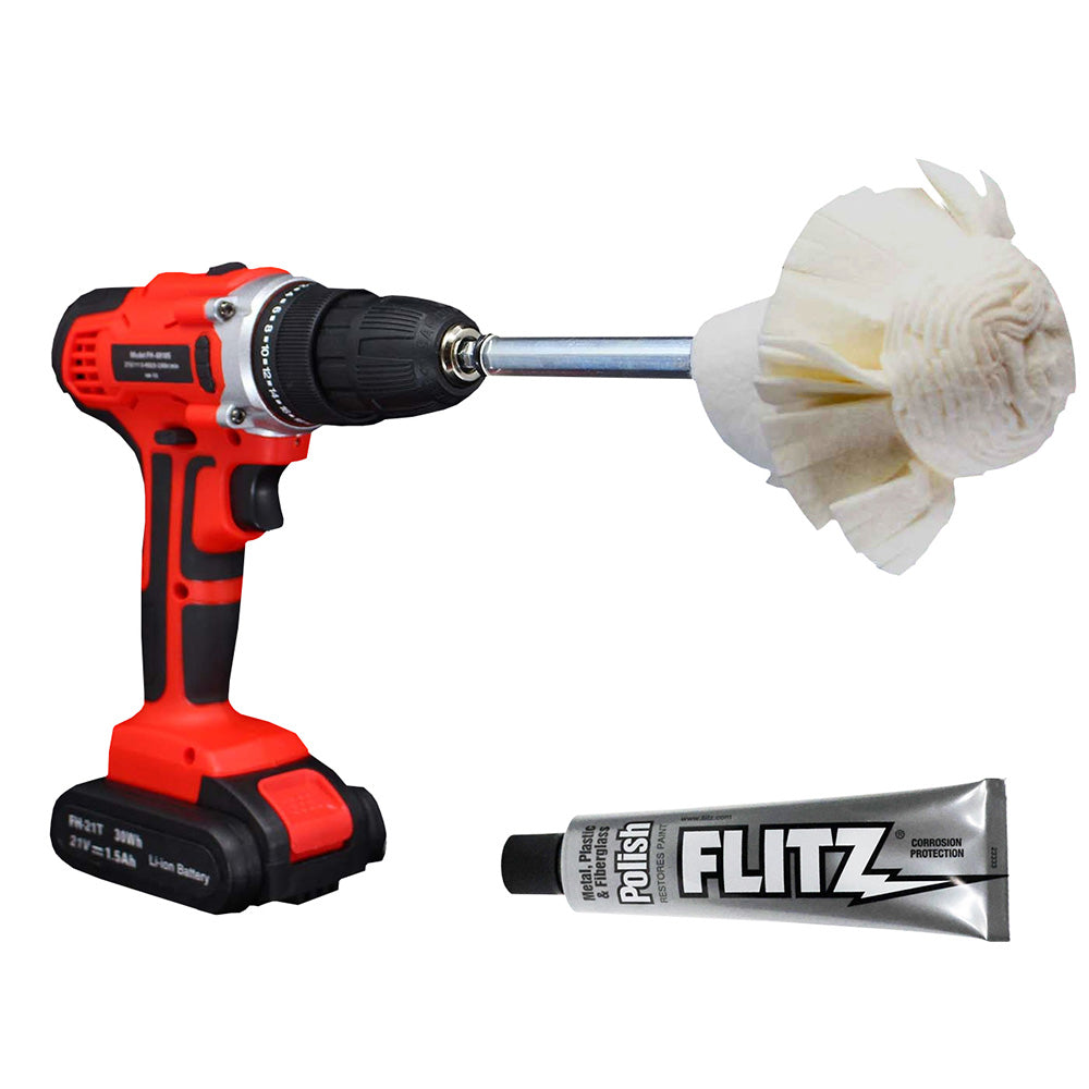 Flitz Buff Ball Super Mini 2-Inch with Flitz Polish – Ideal for Motorcycle and Small Parts Polishing