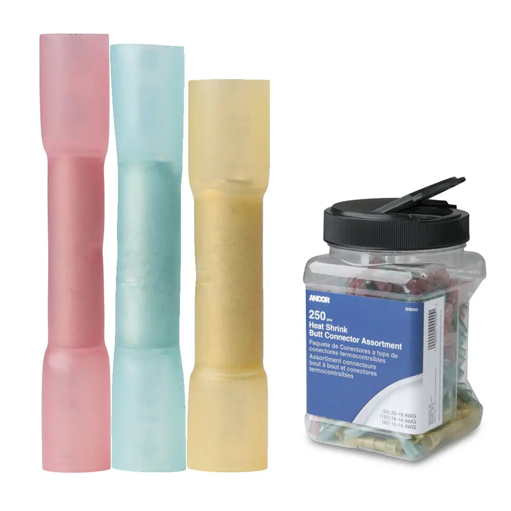 Ancor Heat Shrink Butt Connector Multi-Pack 250 Pieces in Reusable Jar