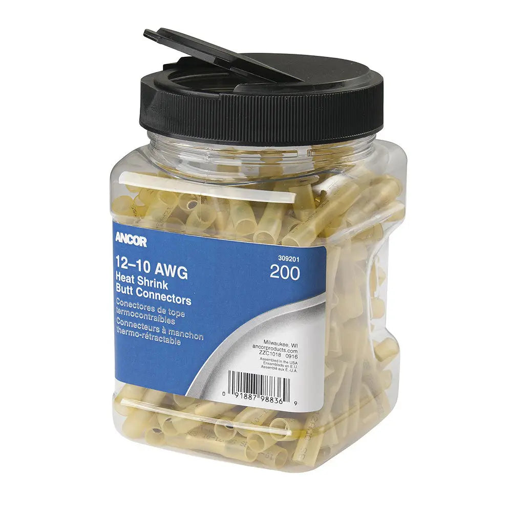 Ancor 12-10 AWG Heat Shrink Butt Connector Kit - 200 Pieces in Reusable Jar