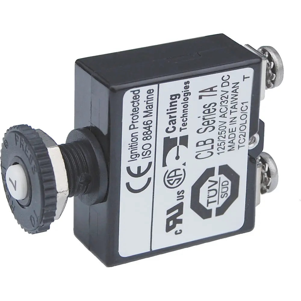 Blue Sea Systems 2131 Push Button Reset Screw Terminal Circuit Breaker, 7 Amps
