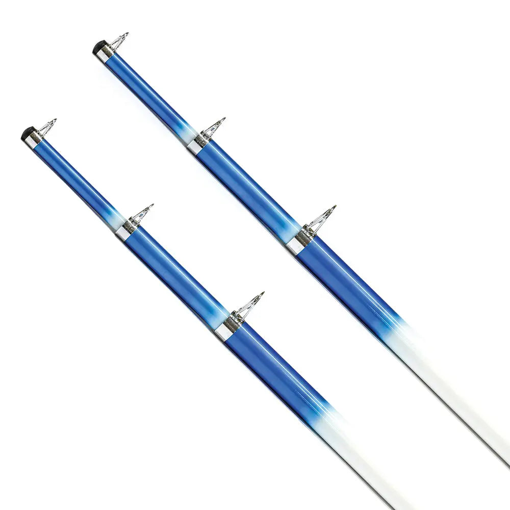 Tigress 15' Telescoping Fiberglass Outrigger Poles - 1-1/8 inch Diameter, White/Blue Pair