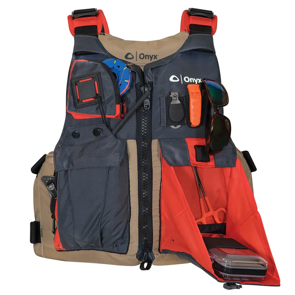 Onyx Outdoor Adult Universal Kayak Fishing Vest - Tan and Grey