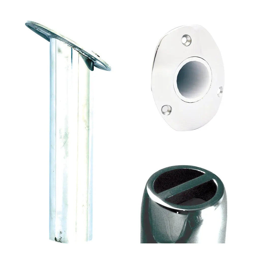 Tigress Oval Head Stainless Steel Gunnel Mount Rod Holder - 30° Angle, 9-Inch Length